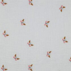 Muslin embroidered - antique white