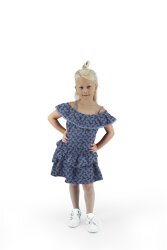 Musselin Bestickt Blümchen -  jeansblau