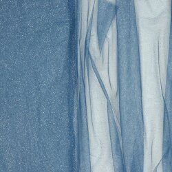 Třpytivý tyl royal - džínově modrá/stříbrná
