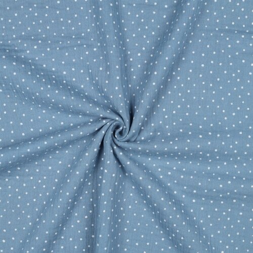 Musselin kleine Punkte - hellblau