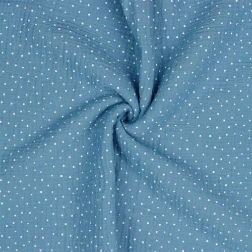 Muslin small dots - light blue