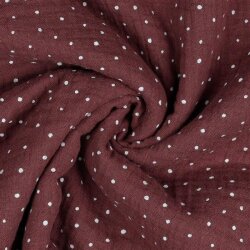 Muslin small dots - dark burgundy
