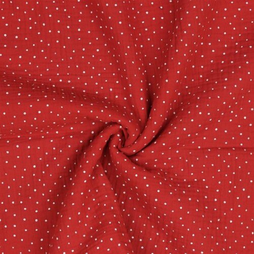 Muslin small dots - red