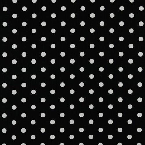 Popelín de algodón de puntos de 8 mm - negro