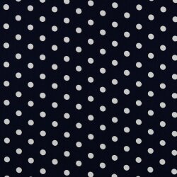 Katoen popeline 8mm stippen - donkerblauw