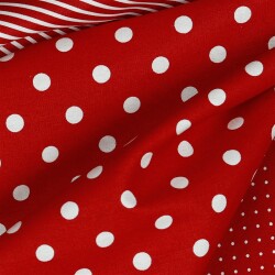 Katoen popeline 8mm stippen - rood
