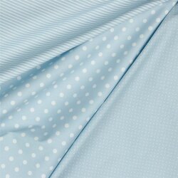 Popelín de algodón de puntos de 8 mm - azul claro