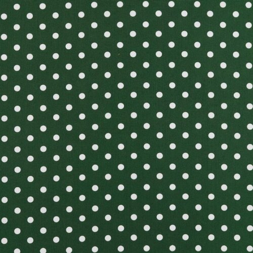 Bavlněný popelín 8 mm s tečkami - tmavě zelená lesní barva