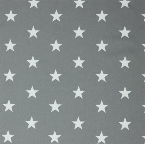 Bavlněný popelín 33 mm hvězdy - oblázkově šedá