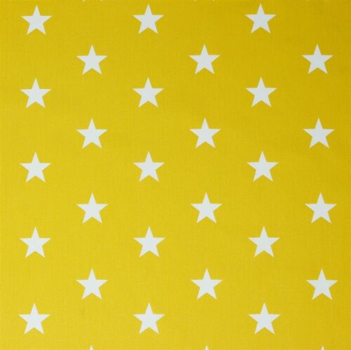 Bavlněný popelín 33mm hvězdy - letní žlutá