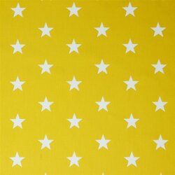 Katoen popeline 33mm sterren - zomer geel