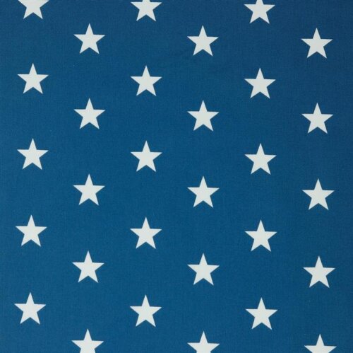 Bavlněný popelín 33mm hvězdy - džínově modrá