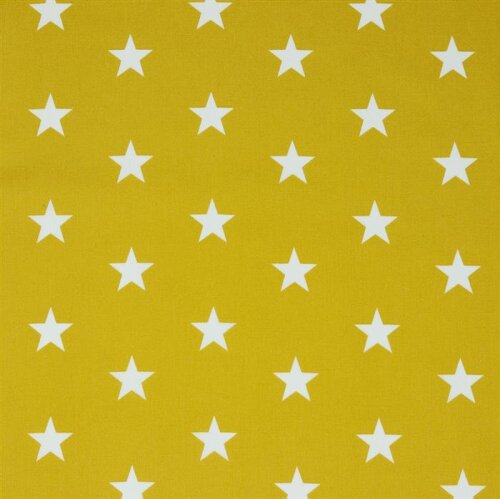 Bavlněný popelín 33mm hvězdy - okrová barva