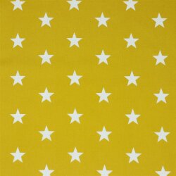 Bavlněný popelín 33mm hvězdy - okrová barva
