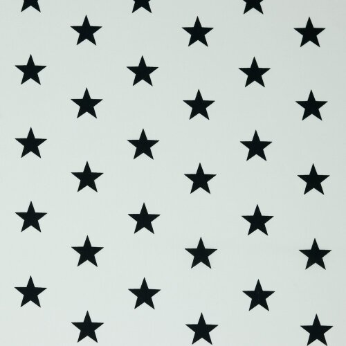 Estrellas de popelina de algodón de 33 mm - blanco/negro