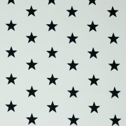 Katoen popeline 33mm sterren - wit/zwart
