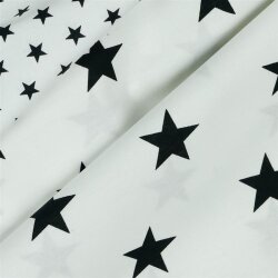 Bavlněný popelín 33mm hvězdy - bílá/černá