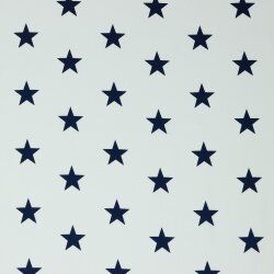 Bavlněný popelín 33mm hvězdy - bílá/tmavě modrá