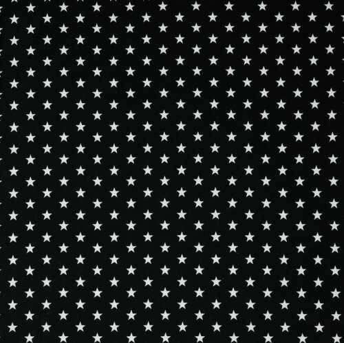 Baumwollpopeline 10mm Sterne - schwarz