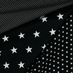Estrellas de popelina de algodón de 10 mm - negro