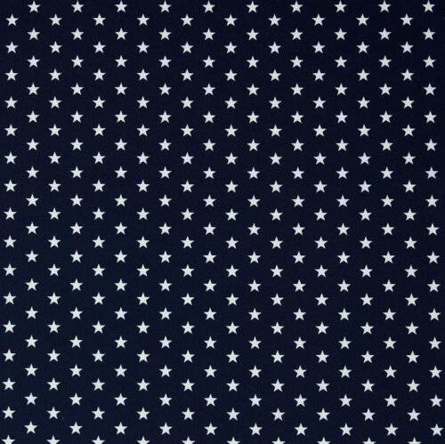 Katoen popeline 10mm sterren - donkerblauw