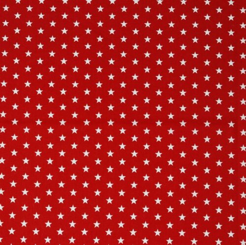 Cotton poplin 10mm stars - red