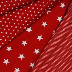 Estrellas de popelina de algodón de 10 mm - rojo