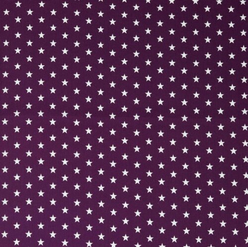 Popeline de coton 10mm étoiles - violet