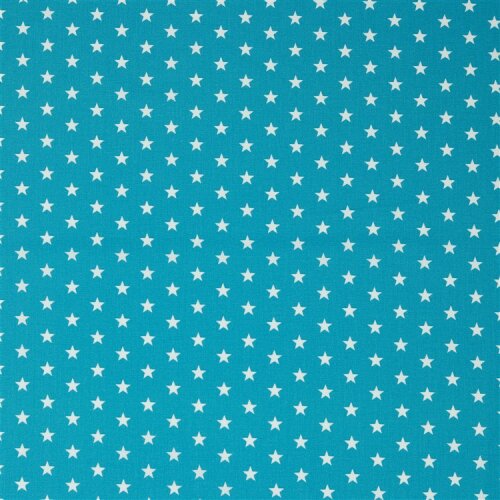 Popeline de coton 10mm étoiles - turquoise