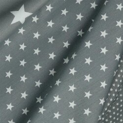Popeline coton 10mm étoiles - gris silex