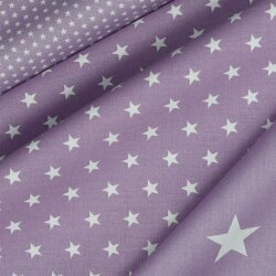 Bavlněný popelín 10 mm hvězdy - světle fialový
