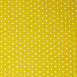 Bavlněný popelín 10 mm hvězdy - letní žlutá