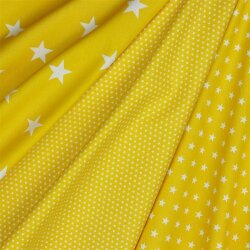 Katoen popeline 10mm sterren - zomer geel