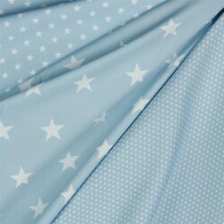 Cotton poplin 10mm stars - light blue