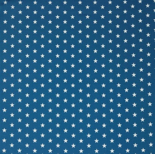 Bavlněný popelín 10mm hvězdy - džínově modrá