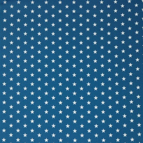 Baumwollpopeline 10mm Sterne - jeansblau
