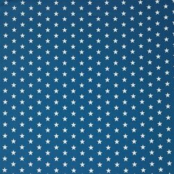 Bavlněný popelín 10mm hvězdy - džínově modrá