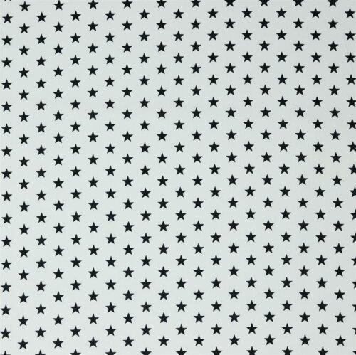 Bavlněný popelín 10 mm hvězdy - bílá/černá