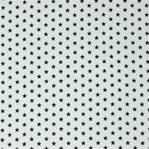 Popeline coton 10mm étoiles - blanc/noir
