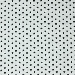 Katoen popeline 10mm sterren - wit/zwart