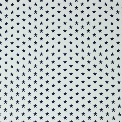 Popeline coton 10mm étoiles - blanc/bleu foncé