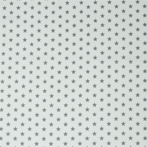 Popeline coton 10mm étoiles - blanc/gris