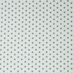 Bavlněný popelín 10 mm hvězdy - bílá/šedá