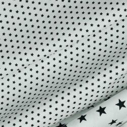 Cotton poplin 4mm stars - white/black