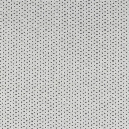 Popeline coton 4mm étoiles - blanc/gris