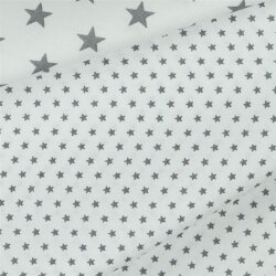 Popeline coton 4mm étoiles - blanc/gris