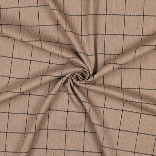 Bekleidungsstoff Karo - beige/schwarz