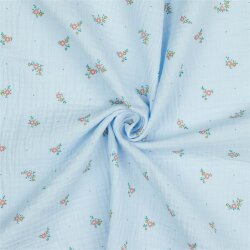 Muslin flowers - light blue