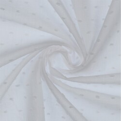 Cotton fabric with puffs - white