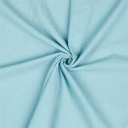 Baumwollstoff mit Puschel - hellblau